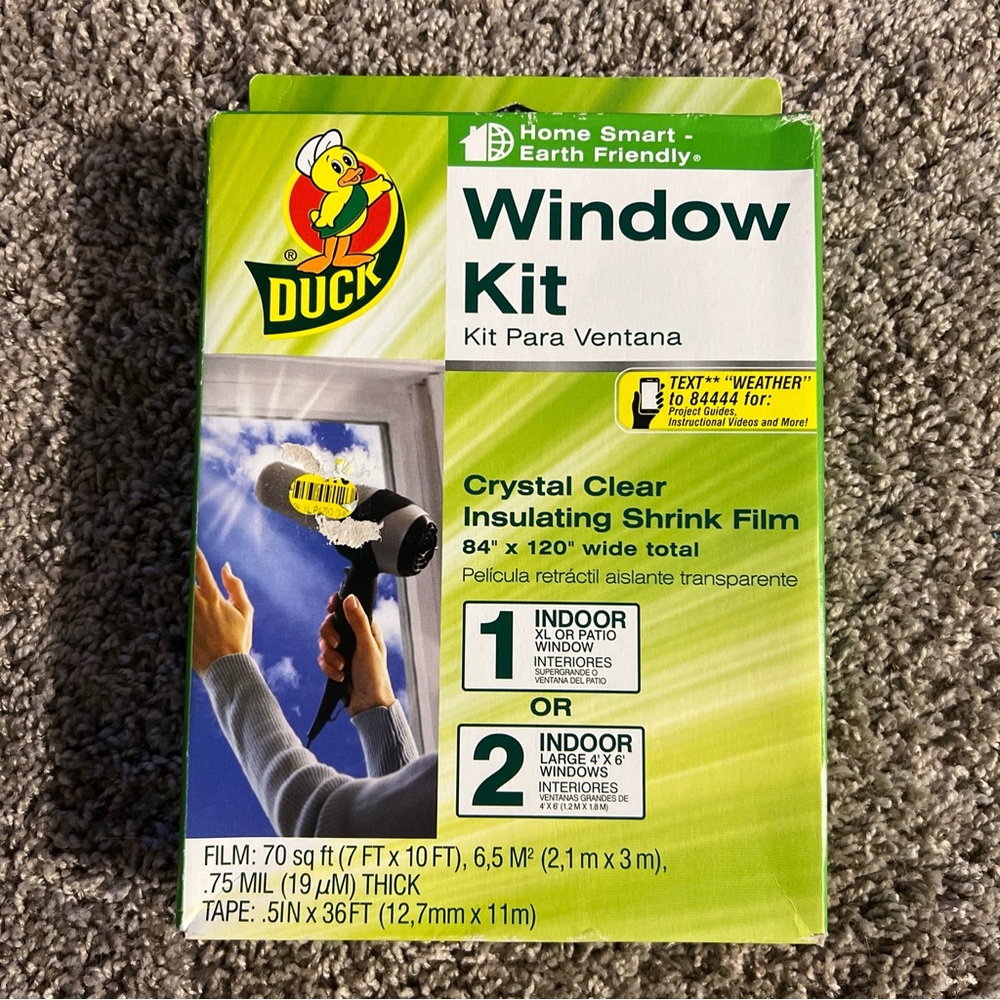 Duck Window Kit 84"x120" Clear Insulating Shrink Film, New